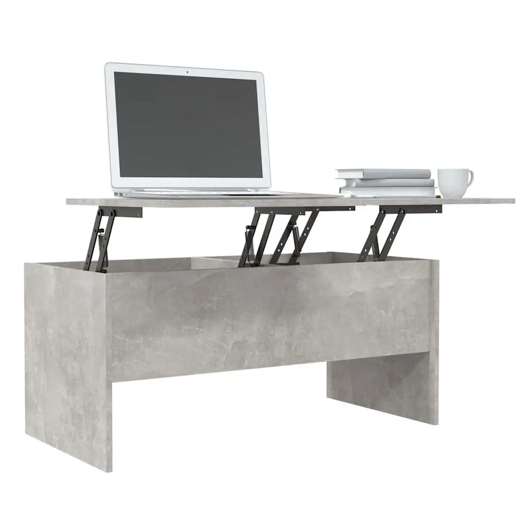 Grey Coffee Table with Lift-Top Storage Compartments