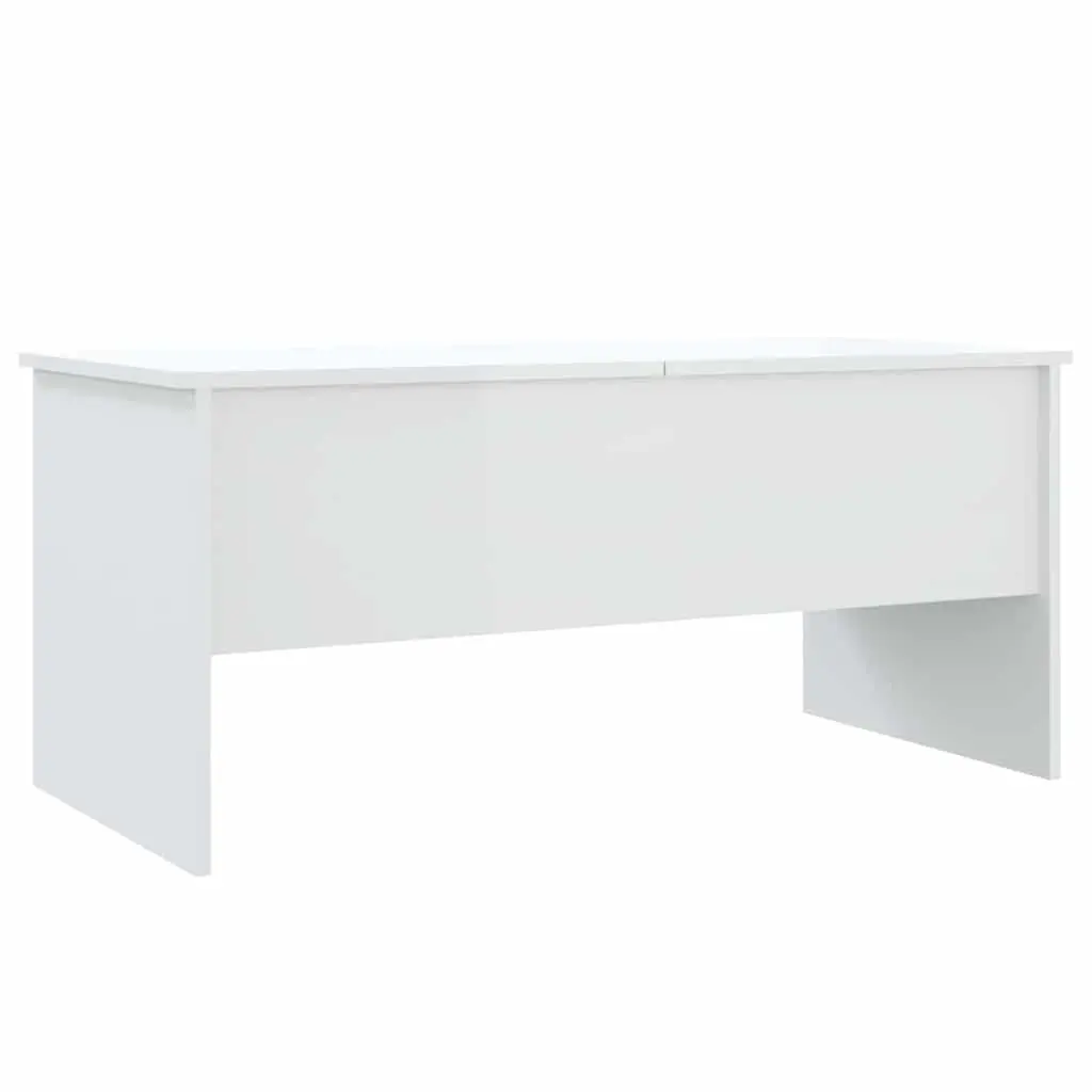 Coffee Table High Gloss White Modern Adjustable Tabletop Engineered Wood