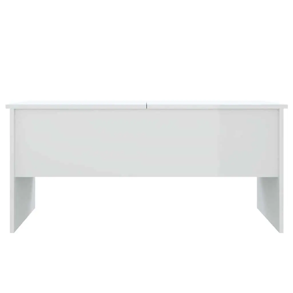 Coffee Table High Gloss White Modern Adjustable Tabletop Engineered Wood