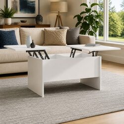 Chic White Coffee Table with Lift Top Storage