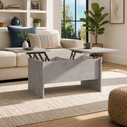 Grey Engineered Wood Coffee Table with Hidden Storage