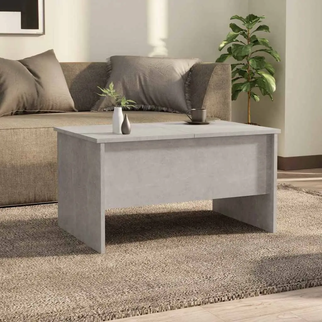 Grey Engineered Wood Coffee Table with Hidden Storage