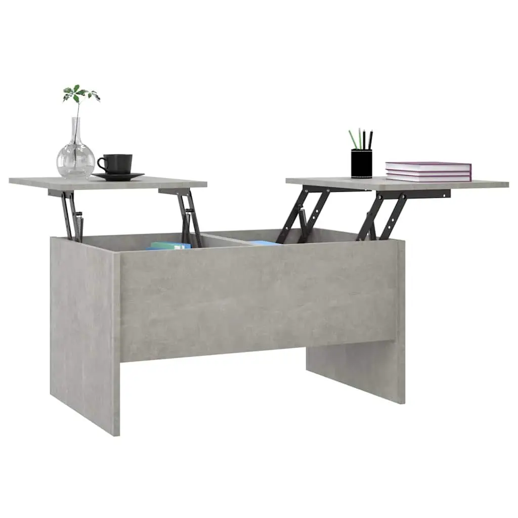 Grey Engineered Wood Coffee Table with Hidden Storage