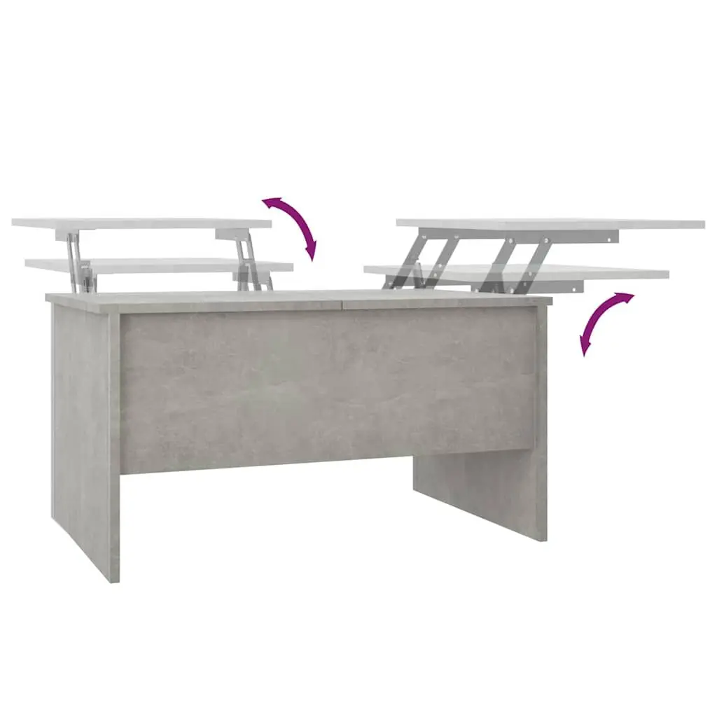 Grey Engineered Wood Coffee Table with Hidden Storage