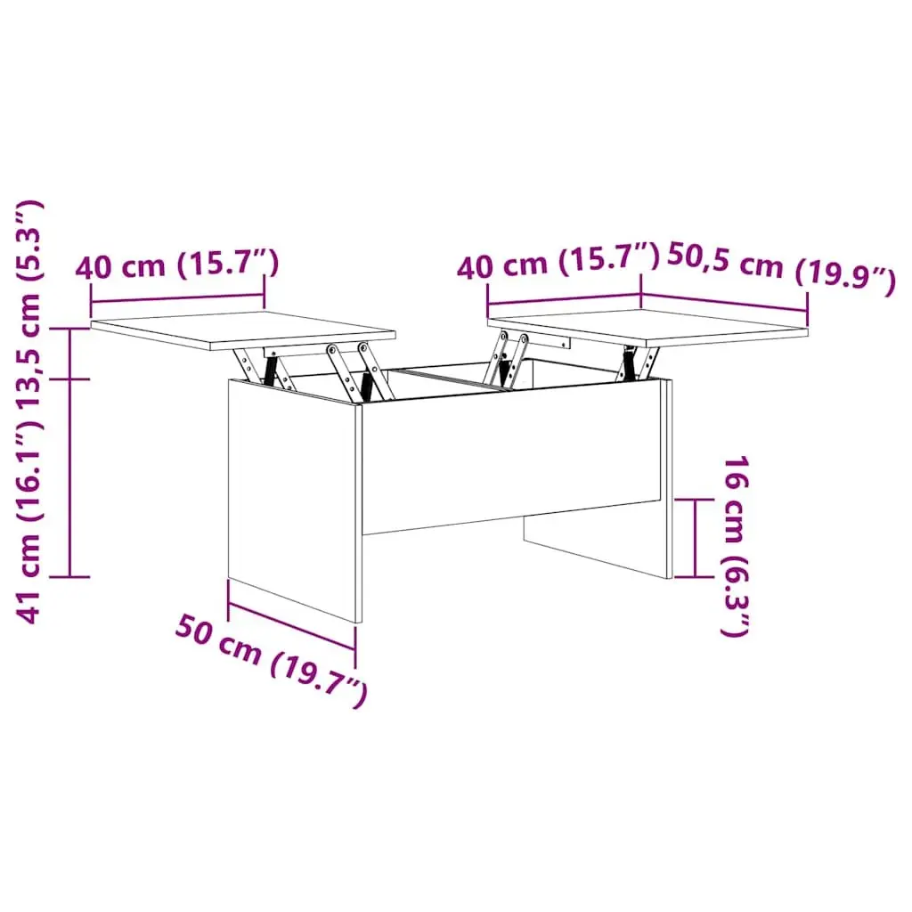 Grey Engineered Wood Coffee Table with Hidden Storage