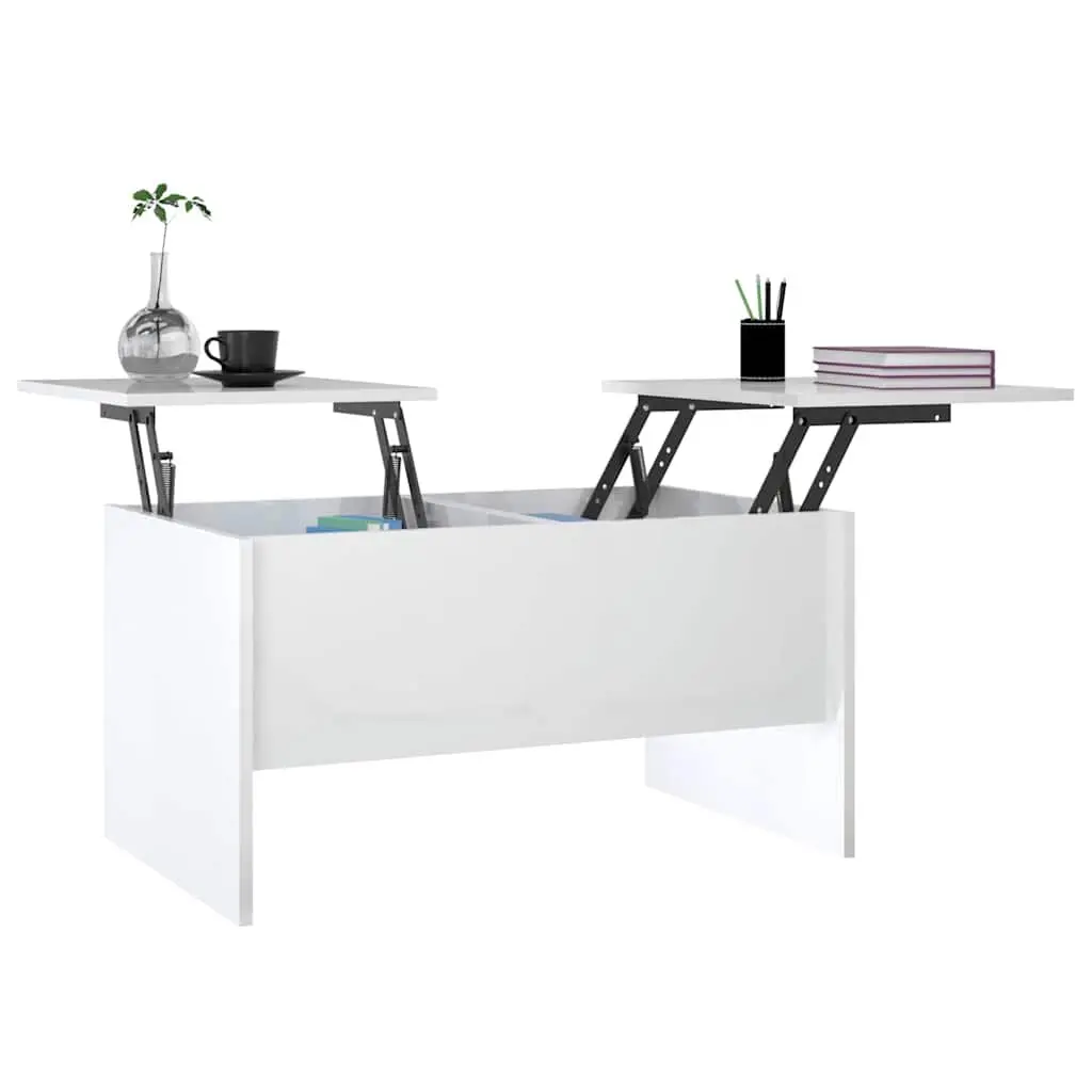 Coffee Table White High Gloss Modern Storage Lift Top Design Engineered Wood