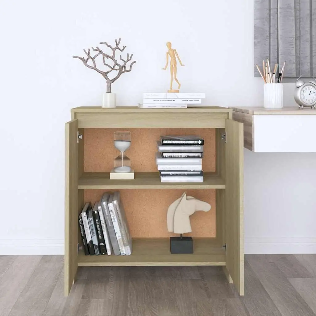 Sideboard Storage Cabinet Beige 2 Door Buffet Decorative Display Unit Engineered Wood