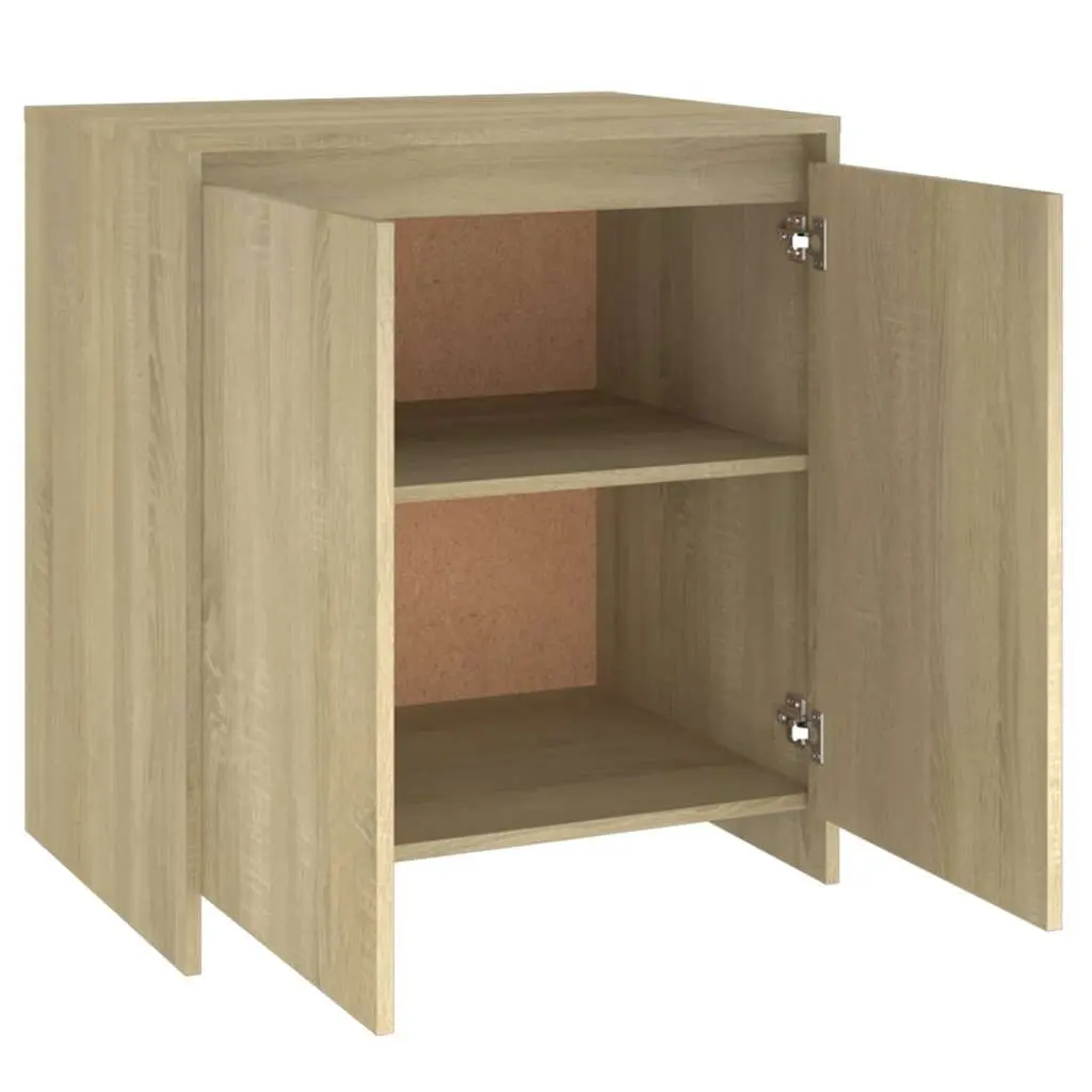 Sideboard Storage Cabinet Beige 2 Door Buffet Decorative Display Unit Engineered Wood