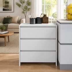 White Sideboard Storage Cabinet with 3 Drawers