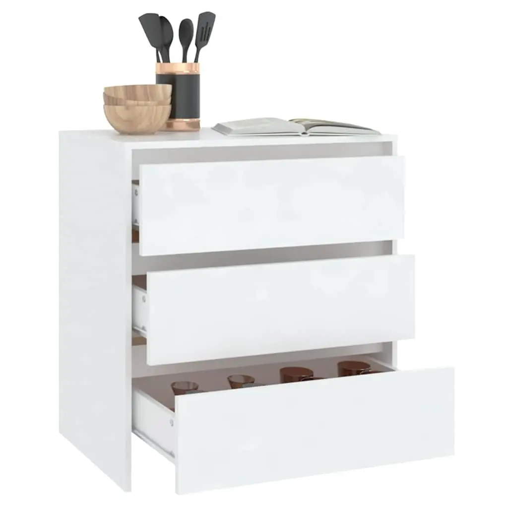 White Sideboard Storage Cabinet with 3 Drawers