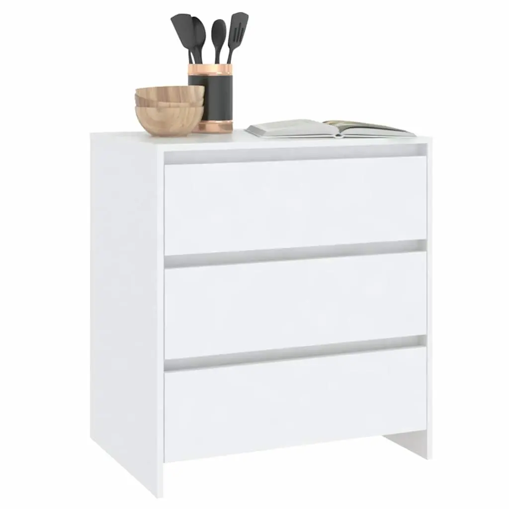 White Sideboard Storage Cabinet with 3 Drawers
