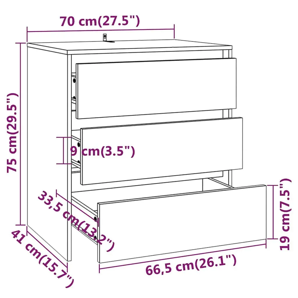 White Sideboard Storage Cabinet with 3 Drawers