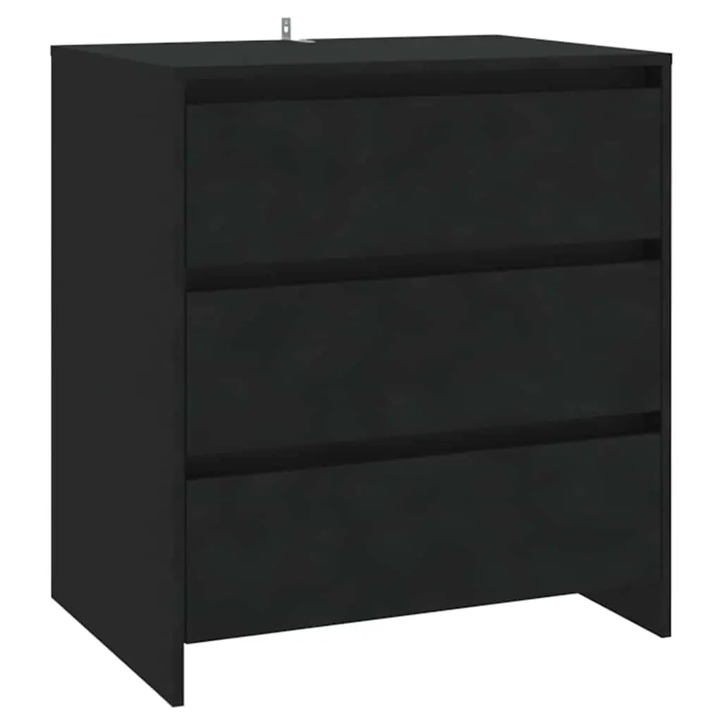 Sideboard Cabinet Black 3 Drawer Storage Buffet Furniture Engineered Wood