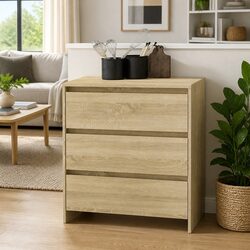 Brown 3-Drawer Sideboard for Living Room Storage