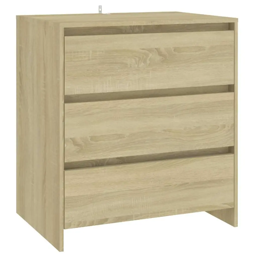 Sideboard Minimalist Brown 70W x 41D x 75H cm Engineered Wood 3 Drawers Storage Cabinet Living Room Buffet Furniture