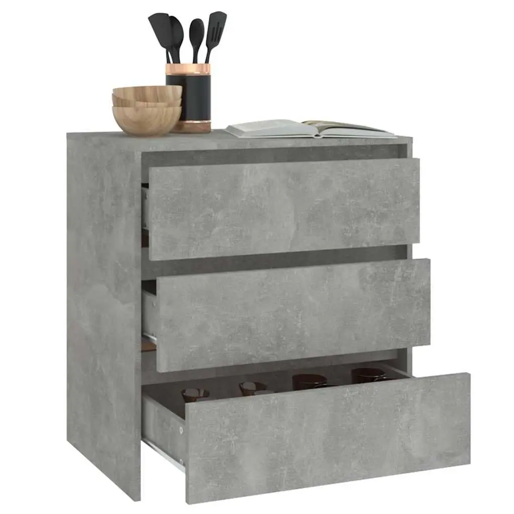 Sideboard Grey 70x41x75cm Storage Cabinet with 3 Drawers Engineered Wood
