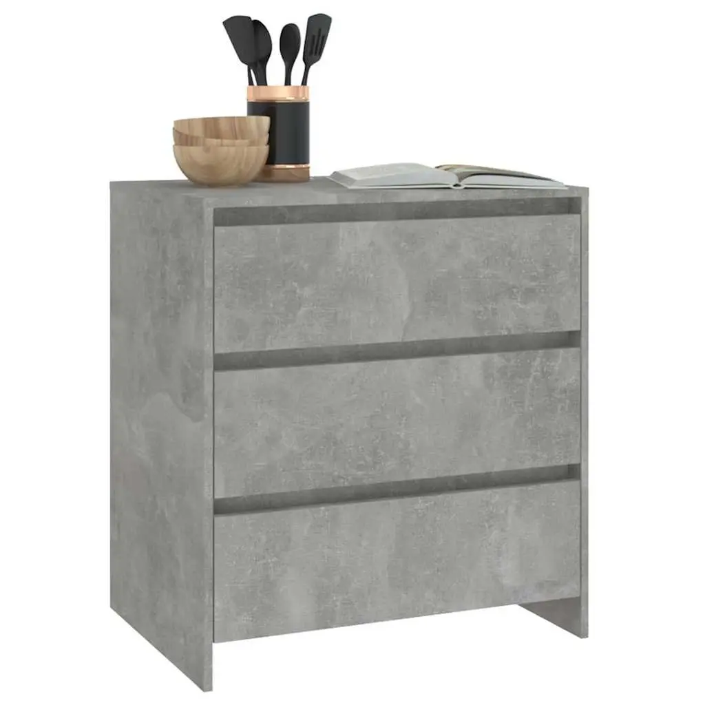 Sideboard Grey 70x41x75cm Storage Cabinet with 3 Drawers Engineered Wood