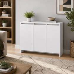 White Sideboard Storage Cabinet with 3 Doors
