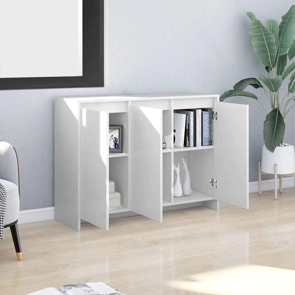 White Sideboard Storage Cabinet with 3 Doors