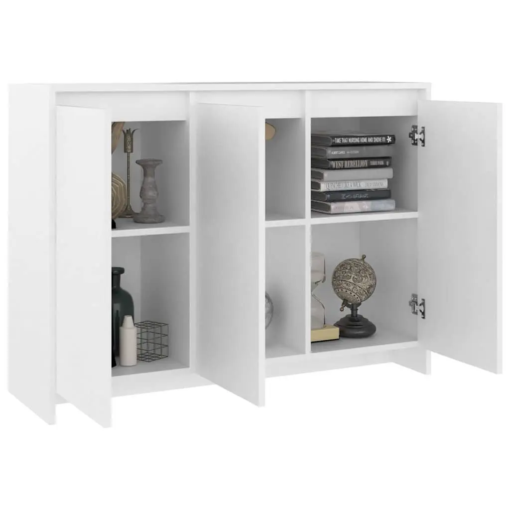 White Sideboard Storage Cabinet with 3 Doors