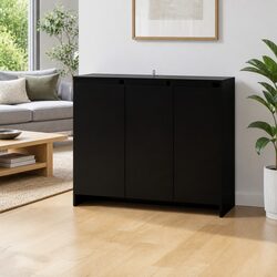 Elegant Black Sideboard Storage Cabinet with 3 Doors