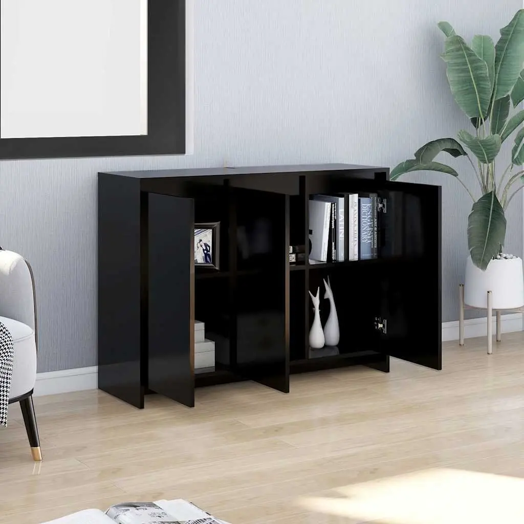 Black Sideboard Storage Cabinet with 3 Doors