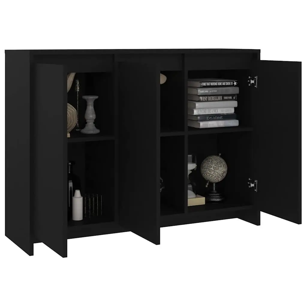 Black Sideboard Storage Cabinet with 3 Doors