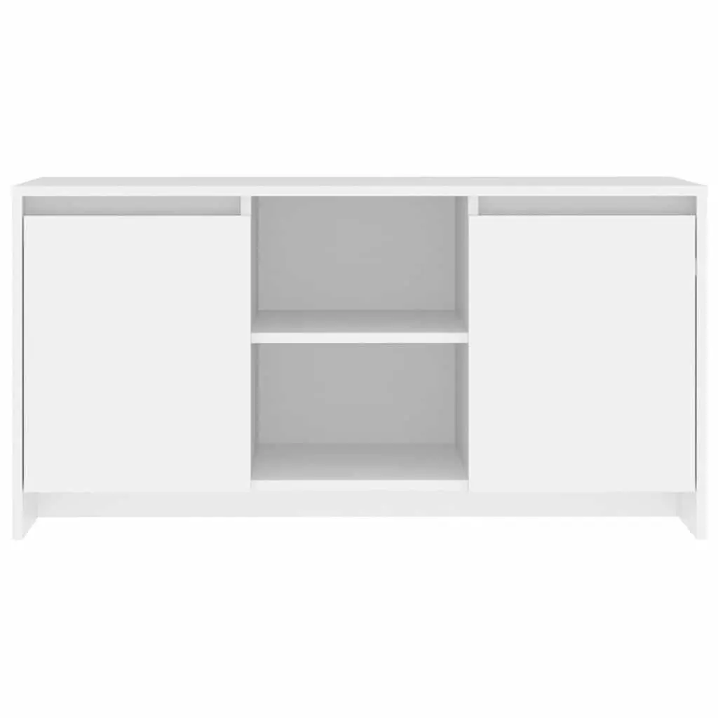 TV Cabinet White Minimalist Design Storage Unit Doors Compartments Furniture