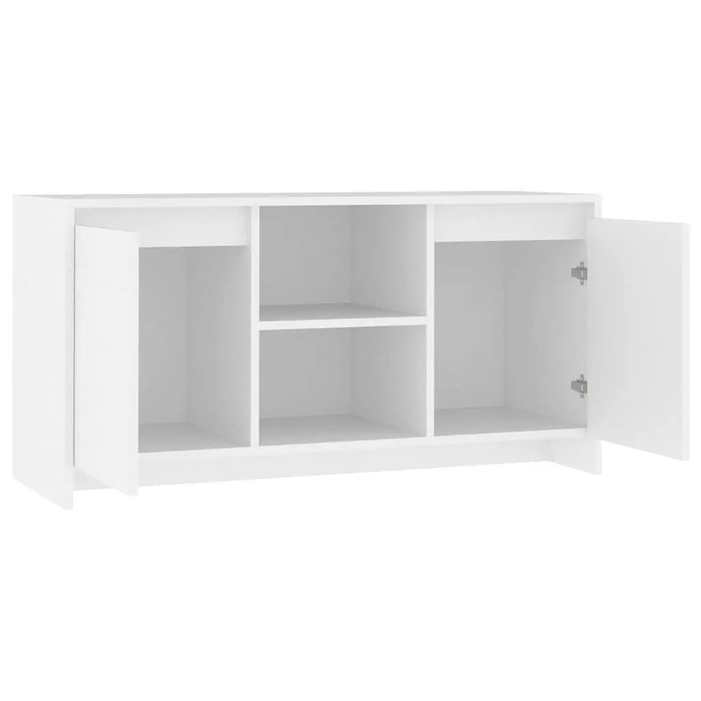 TV Cabinet White Minimalist Design Storage Unit Doors Compartments Furniture
