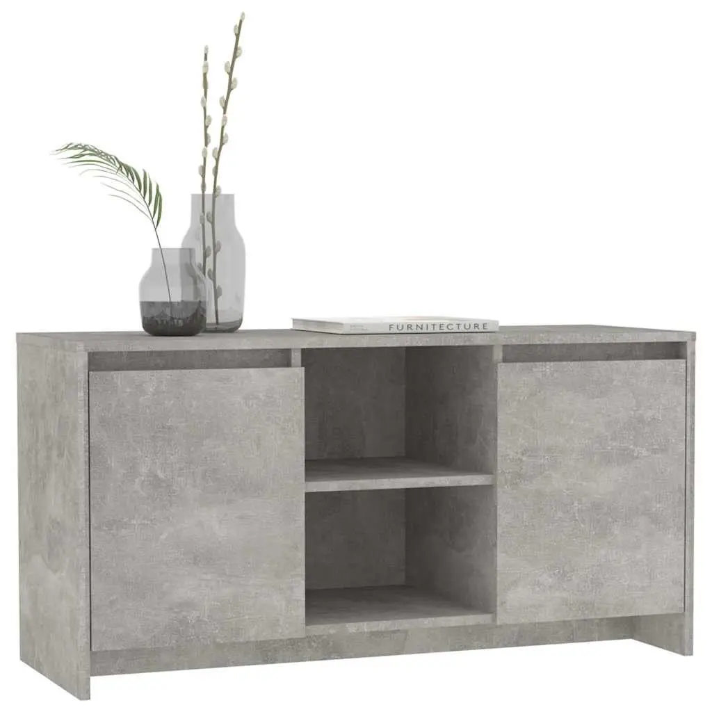 TV Cabinet Grey Minimalist Design Storage Unit Doors Compartments Display