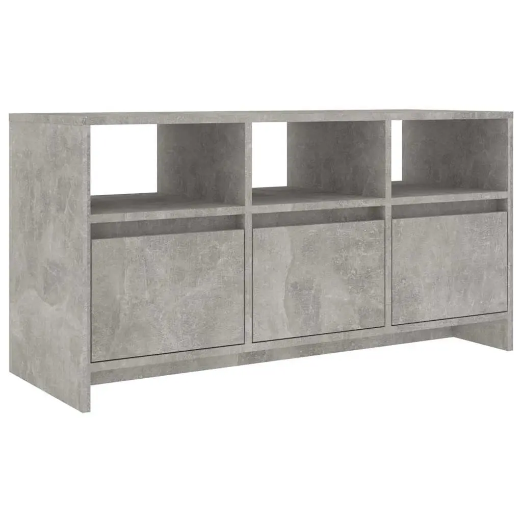 Concrete Grey TV Cabinet with 3 Drawers and Compartments
