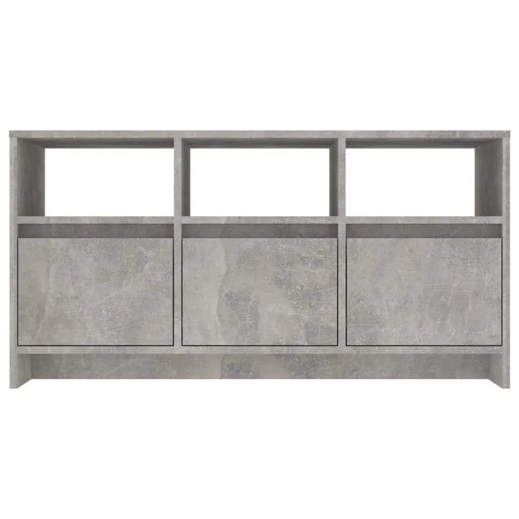 Concrete Grey TV Cabinet with 3 Drawers and Compartments