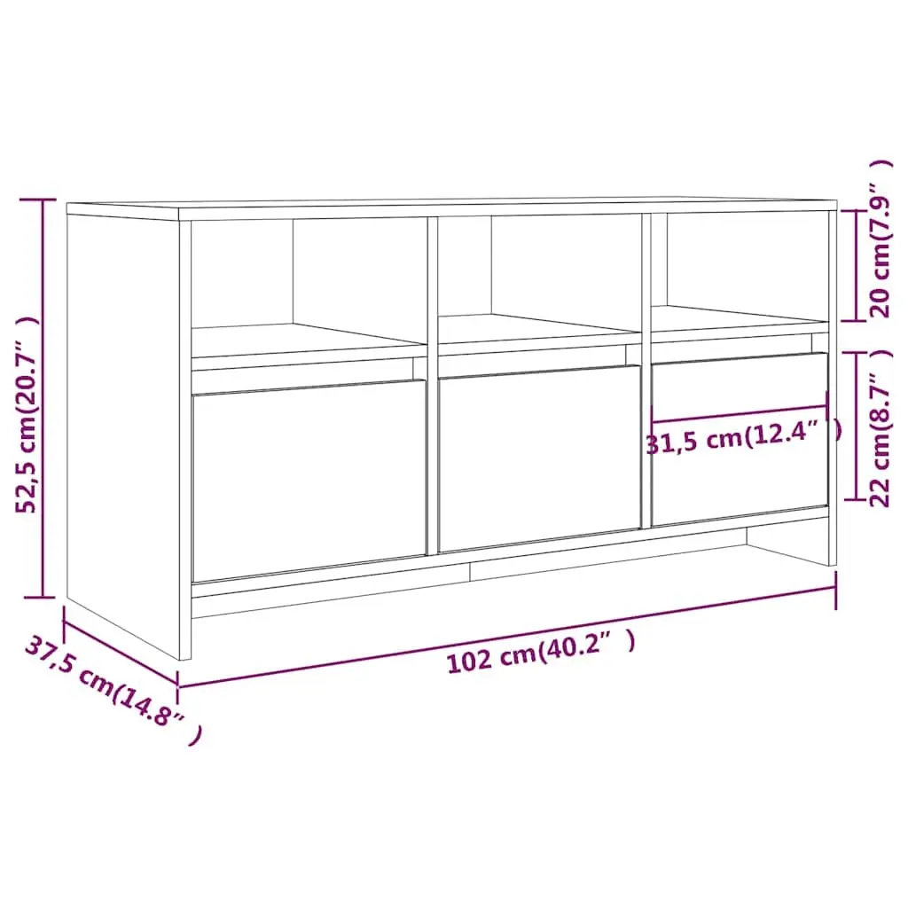 Concrete Grey TV Cabinet with 3 Drawers and Compartments