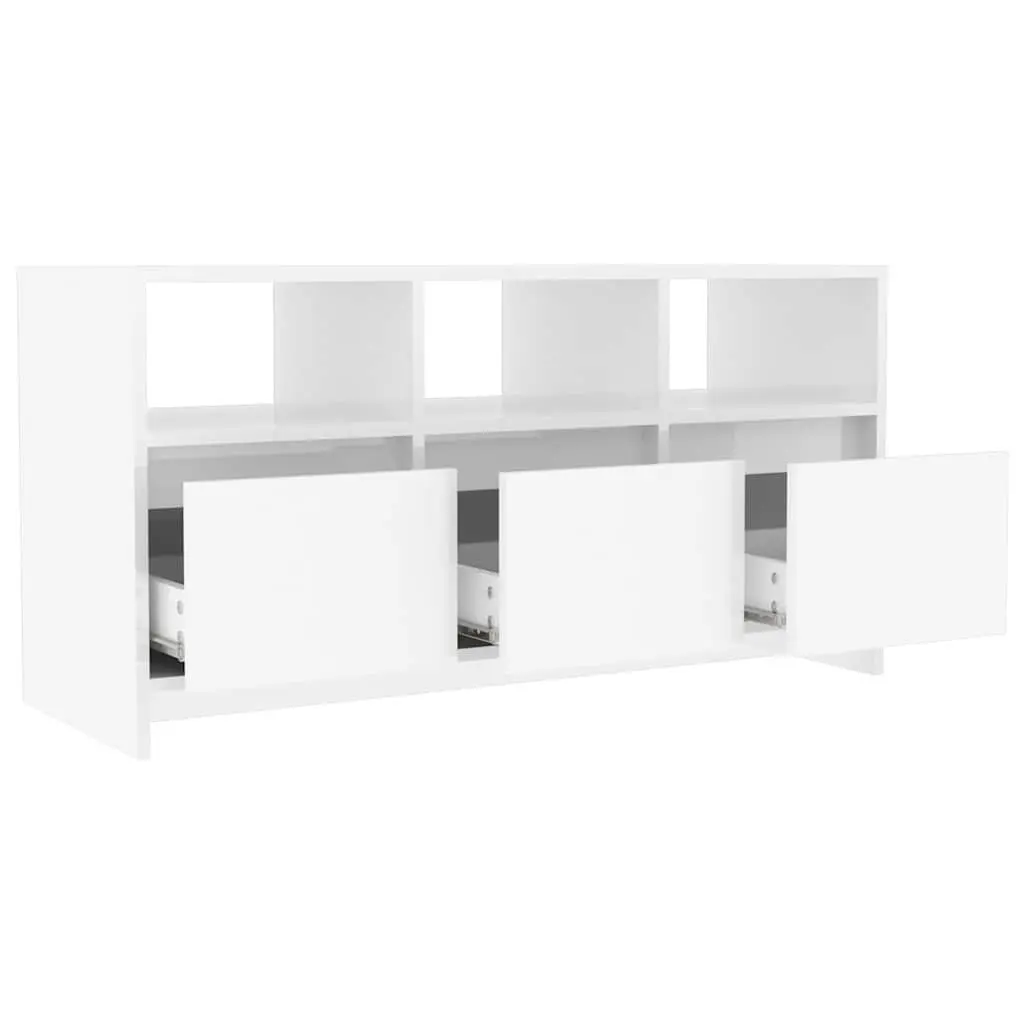 White High Gloss TV Cabinet with Drawers