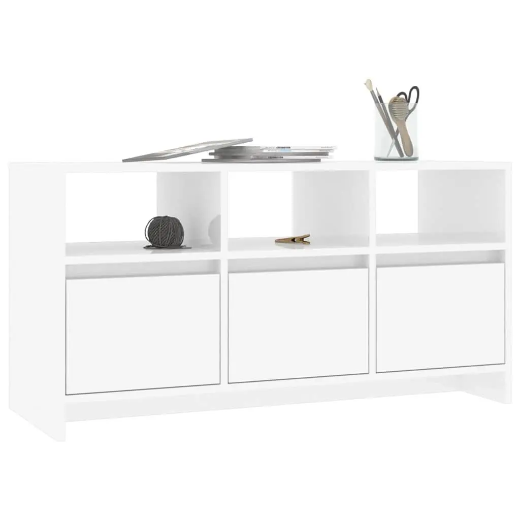 White High Gloss TV Cabinet with Drawers