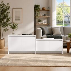 White 4 Door Lowboard TV Cabinet for Living Rooms