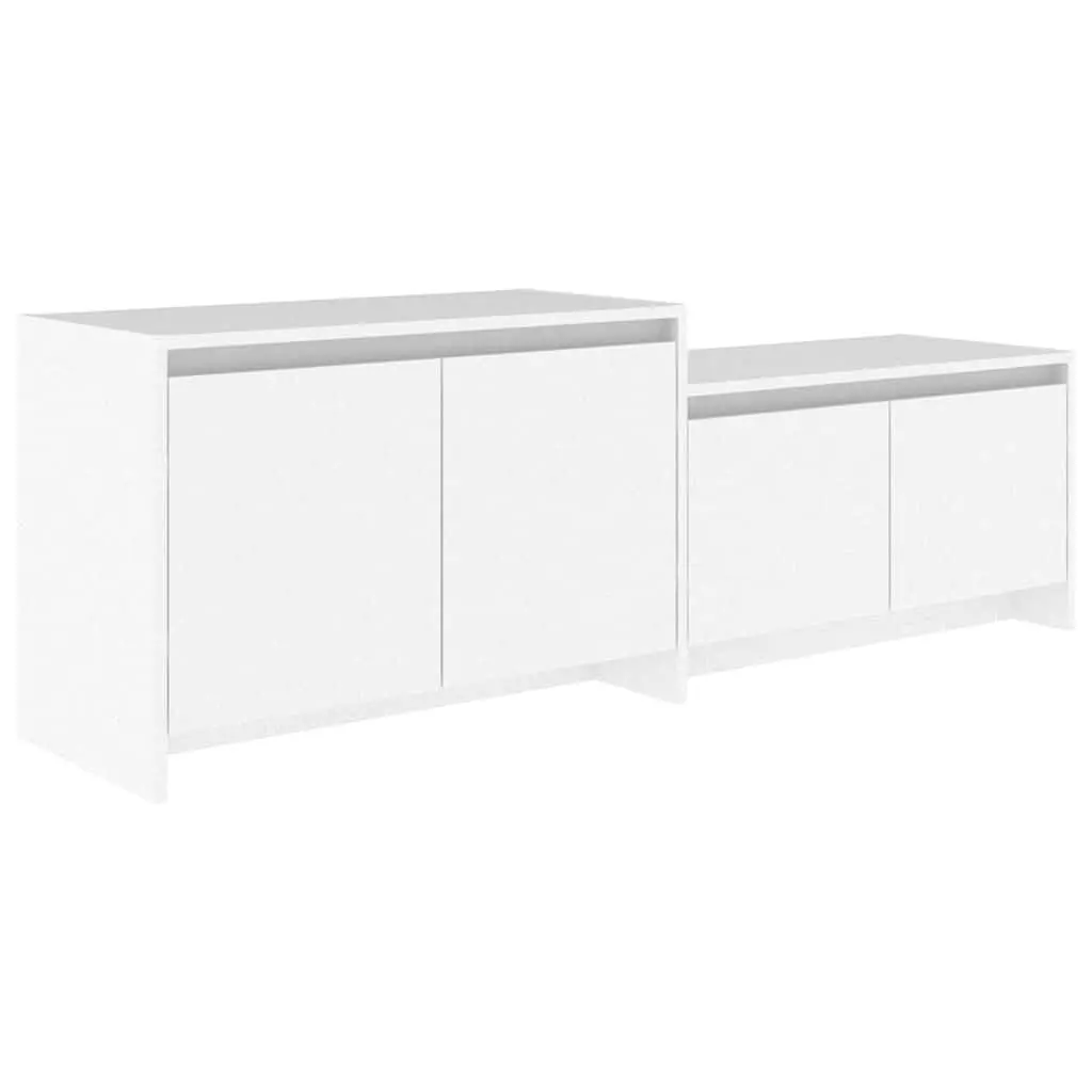 TV Cabinet White 4 Door Lowboard Living Room Storage Organiser Unit Engineered Wood