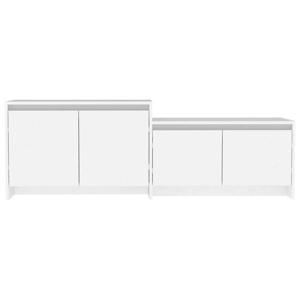 TV Cabinet White 4 Door Lowboard Living Room Storage Organiser Unit Engineered Wood