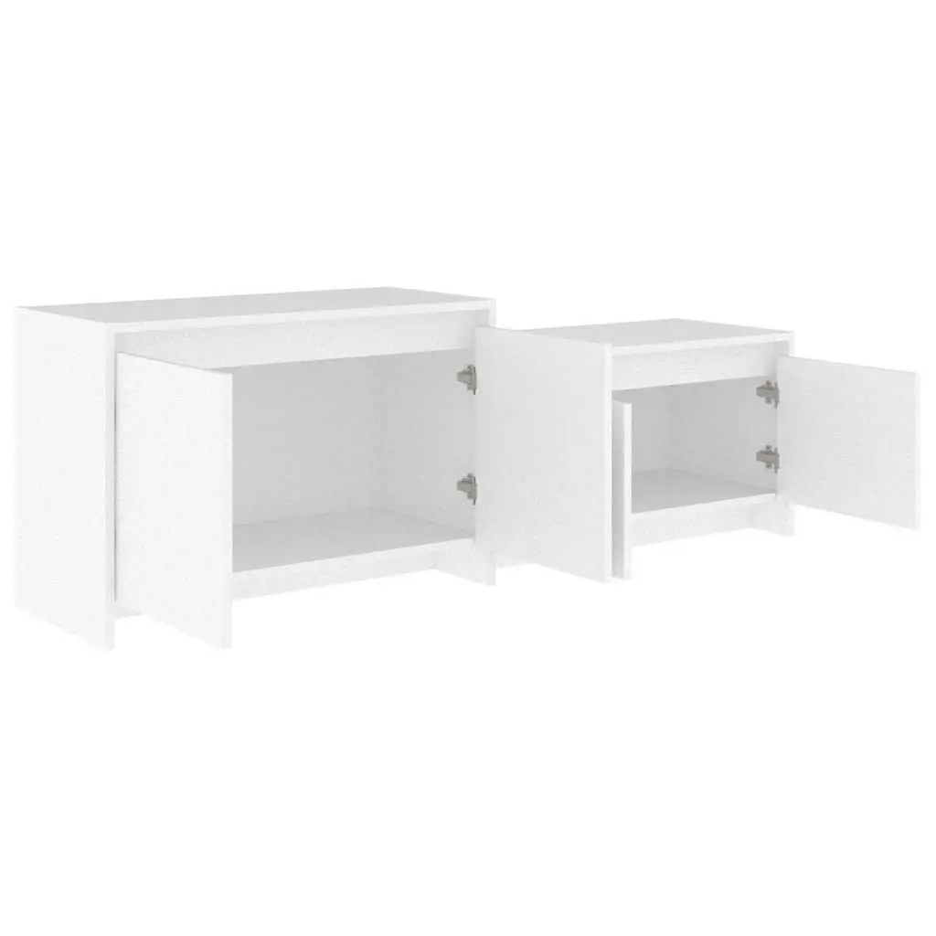 TV Cabinet White 4 Door Lowboard Living Room Storage Organiser Unit Engineered Wood