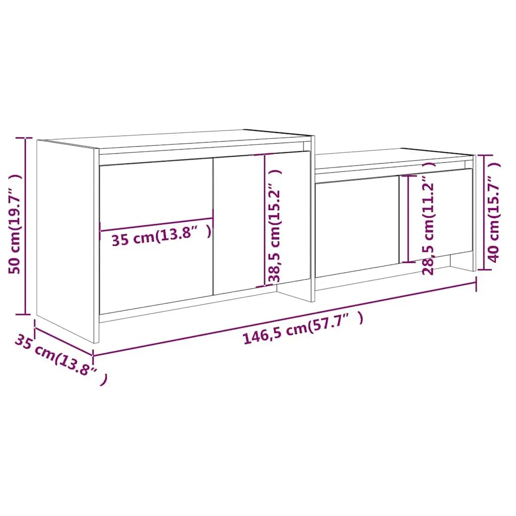 TV Cabinet White 4 Door Lowboard Living Room Storage Organiser Unit Engineered Wood