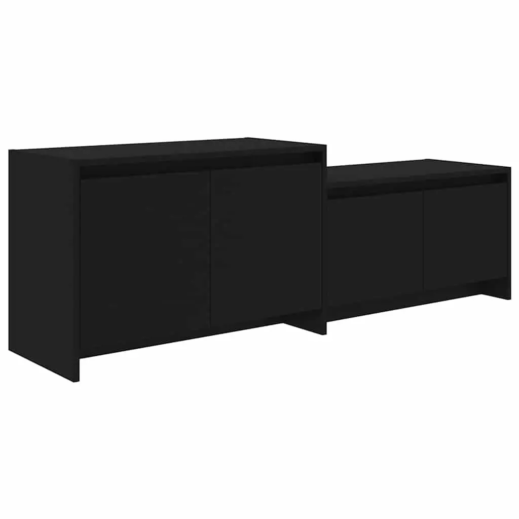 Black Engineered Wood TV Cabinet with 4 Doors