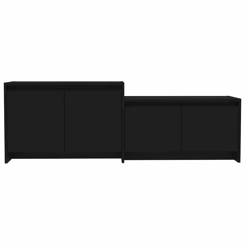 Black Engineered Wood TV Cabinet with 4 Doors
