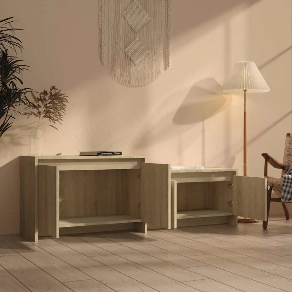 Beige 4-Door TV Cabinet for Living Room Storage