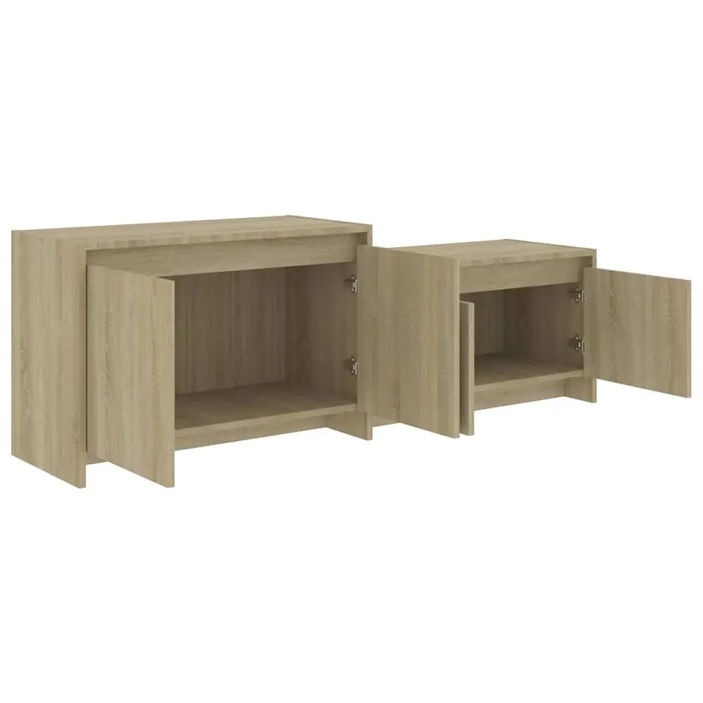 Beige 4-Door TV Cabinet for Living Room Storage