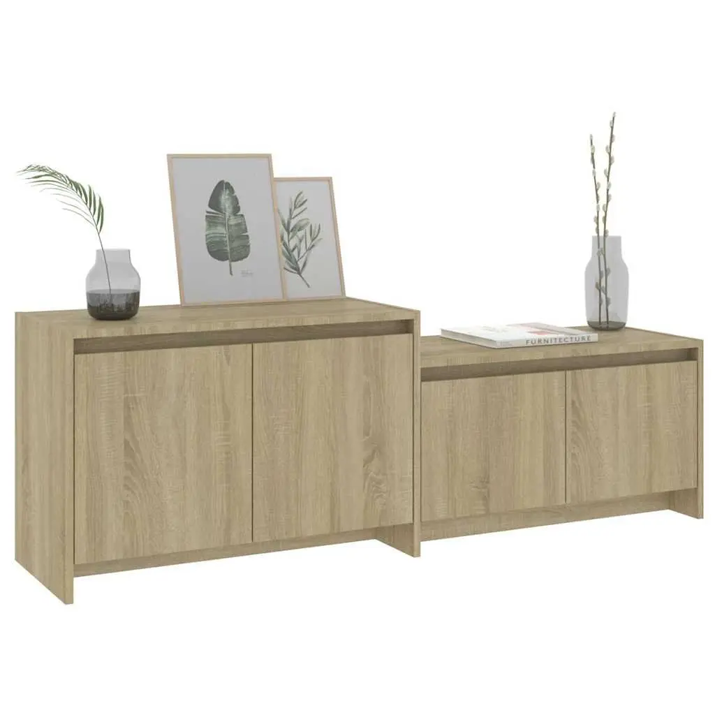 Beige 4-Door TV Cabinet for Living Room Storage