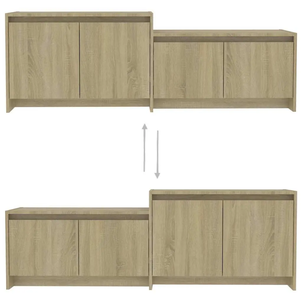 Beige 4-Door TV Cabinet for Living Room Storage