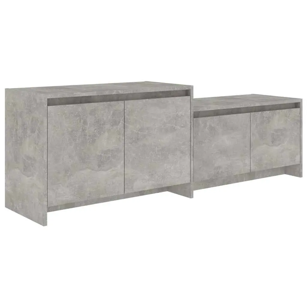 Lowboard TV Cabinet Engineered Wood Concrete Grey 4 Door Storage Unit 1465x350x500mm