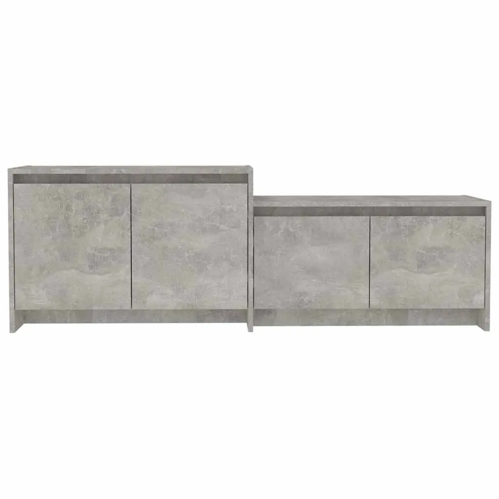 Lowboard TV Cabinet Engineered Wood Concrete Grey 4 Door Storage Unit 1465x350x500mm