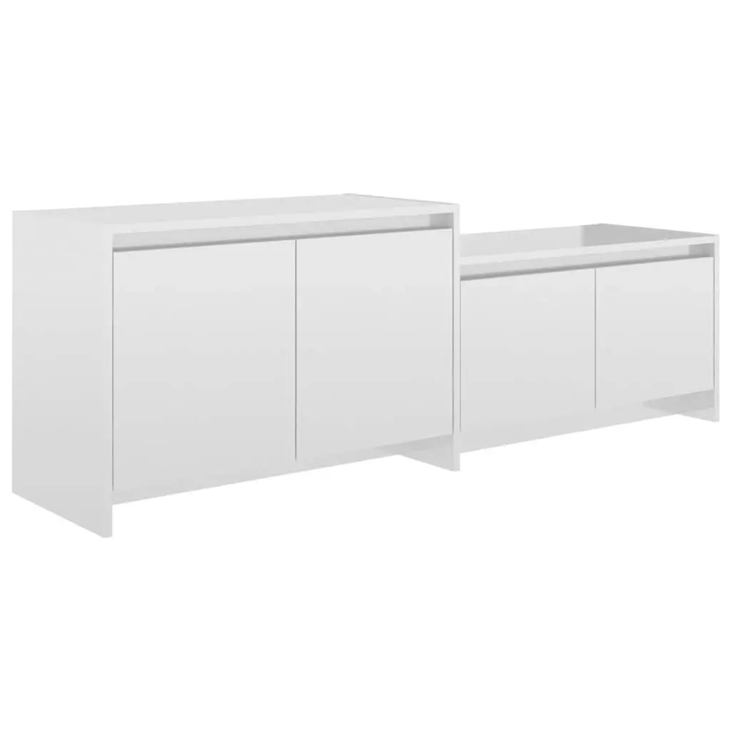 High Gloss White TV Cabinet with 4 Doors for Living Room