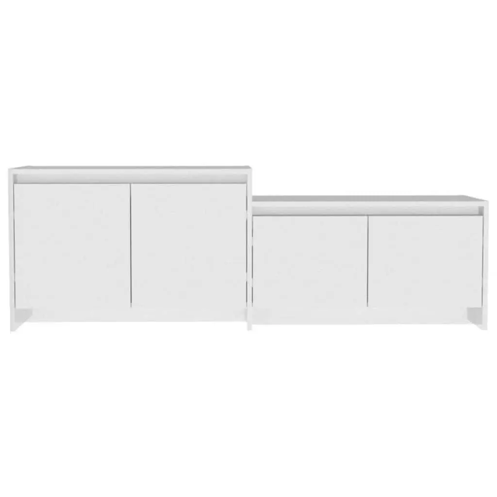 High Gloss White TV Cabinet with 4 Doors for Living Room